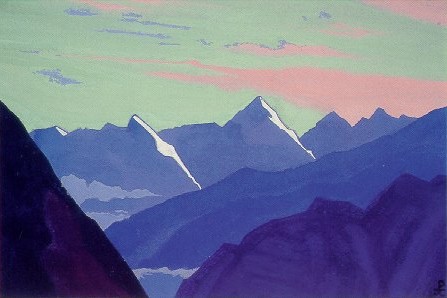 Н.К. Рерих.Ротанг (горный перевал)    1936   Картон, темпера. 30.5 x 45.5. Государственный художественный музей. Рига. Латвия