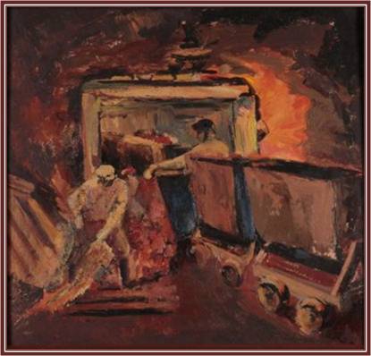 Л. Литвиненко. "Подача руды вагонетками". 1936 г.